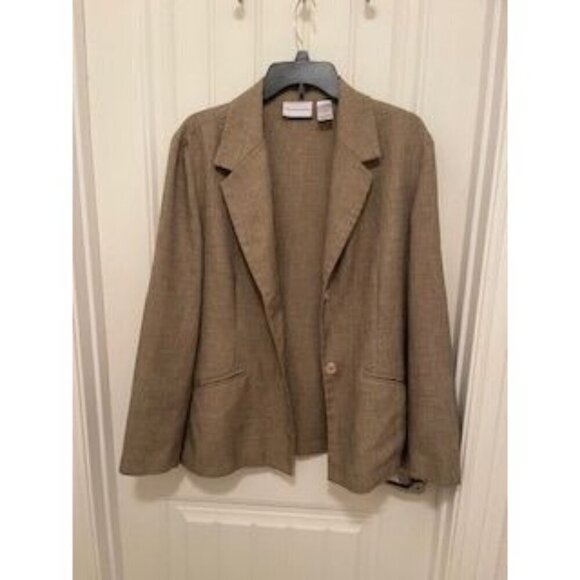 Alfred Dunner Women's Blazer Size 18 Tan Polyester Button Front Classic Fit Jack - Picture 14 of 15
